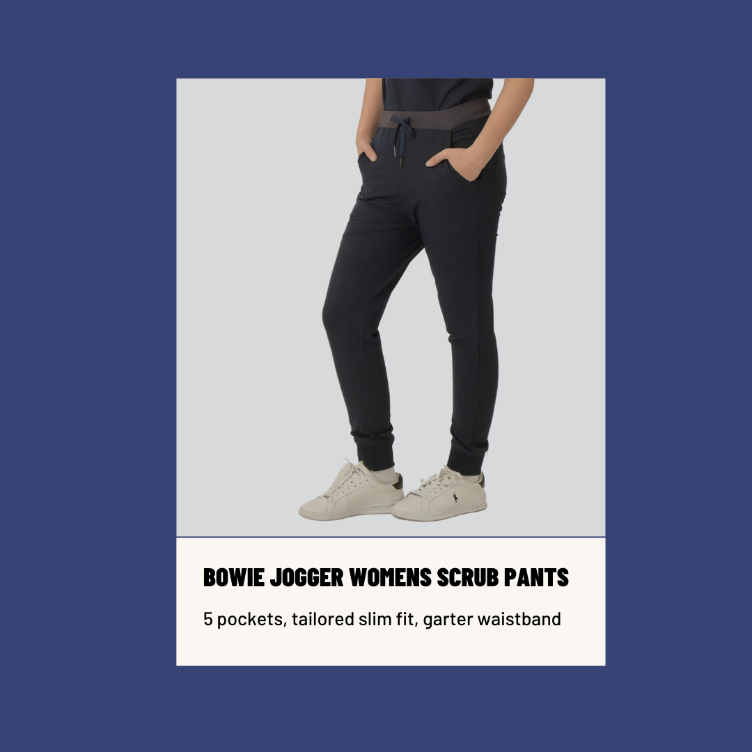 our BOWIE 5-pocket jogger womens scrub pants