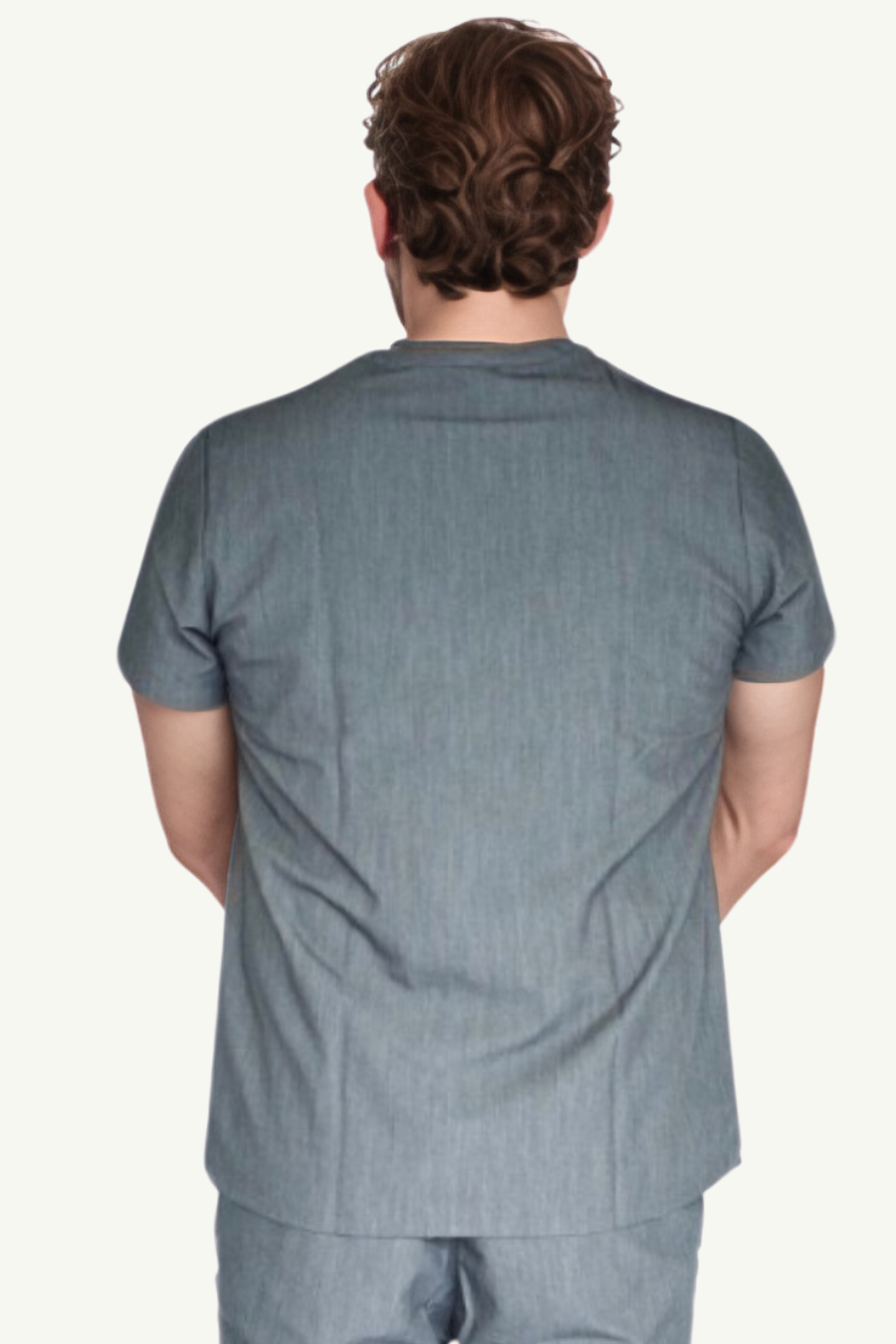 our EASTON 3-pocket mens scrub top in ice grey