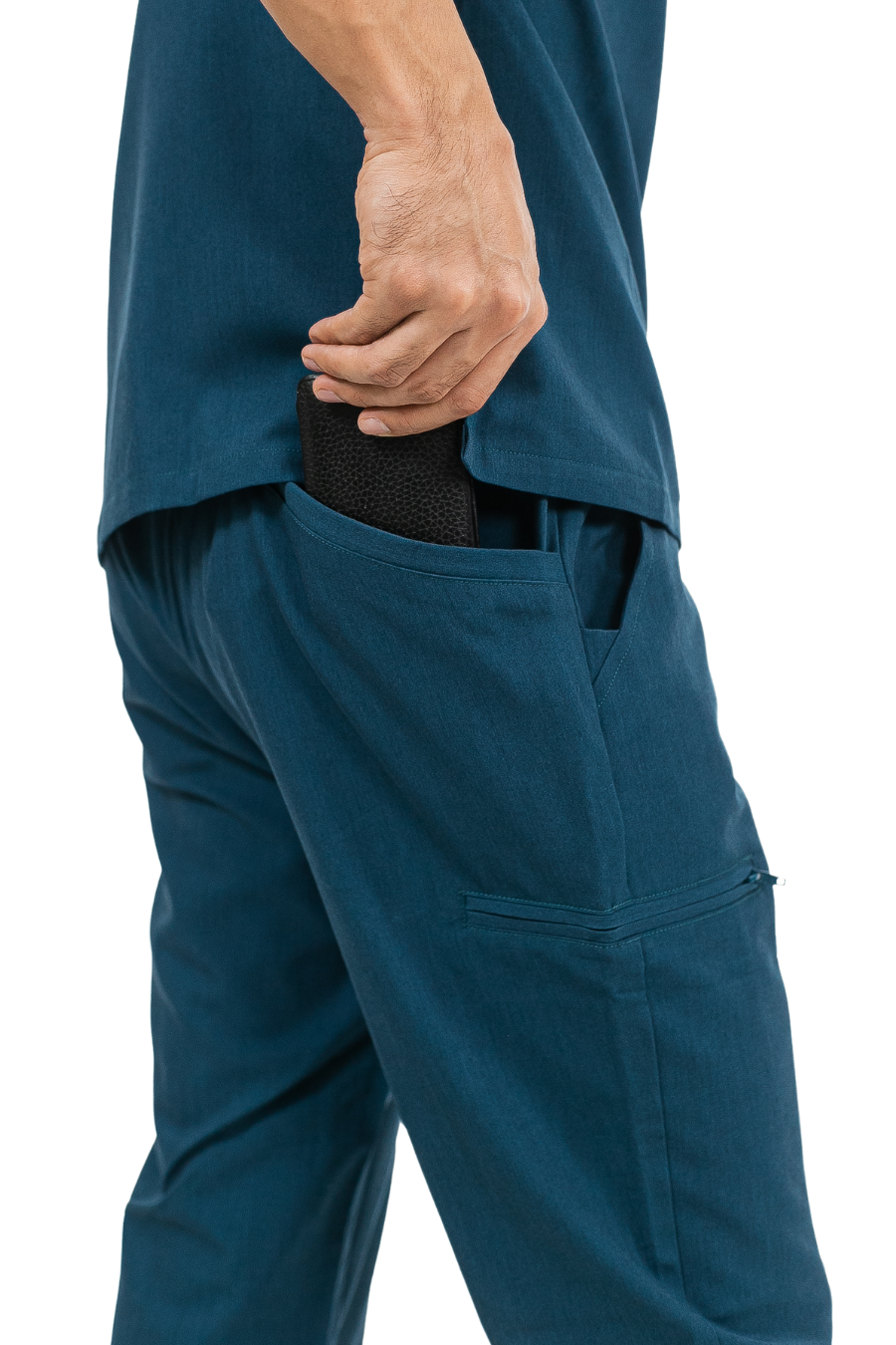 our CODY 5-pocket mens scrub pants in aegean blue