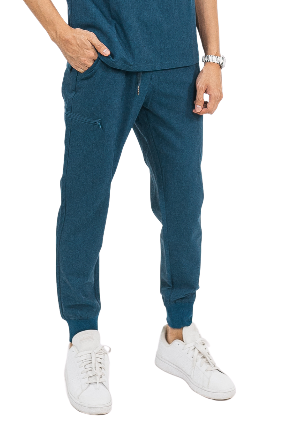 our CODY 5-pocket mens scrub pants in aegean blue