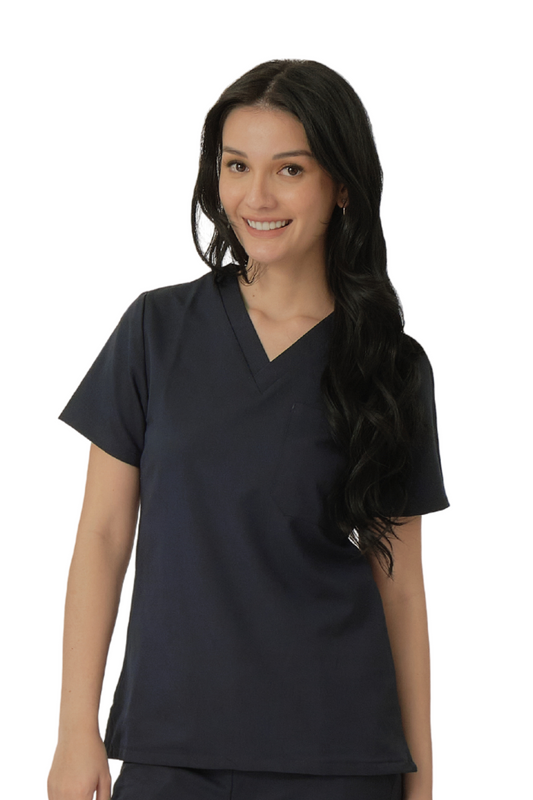 our BAILEY 3-pocket womens scrub top in navy blue