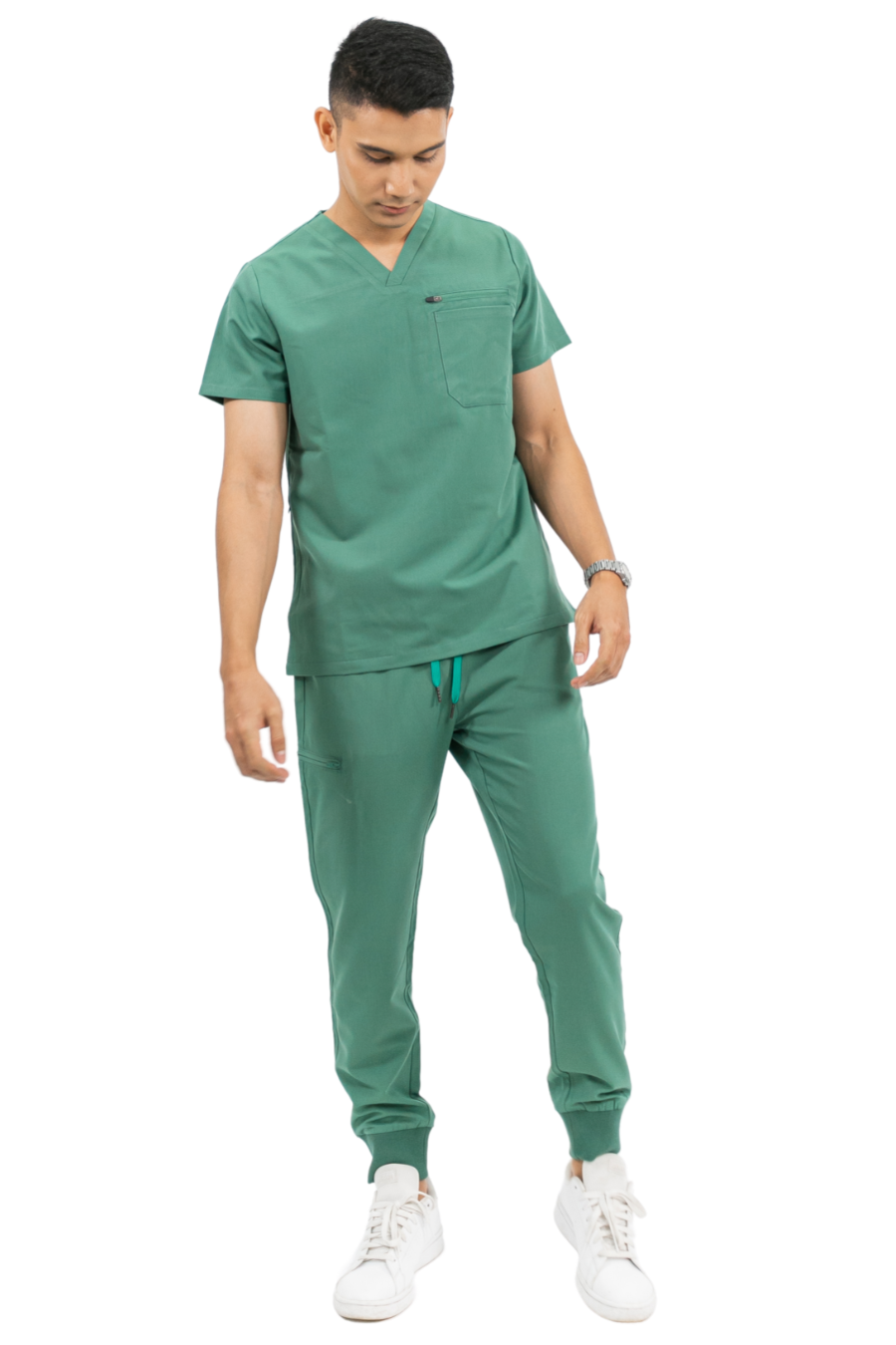 our CARTER 4-pocket mens scrub top in pistachio green