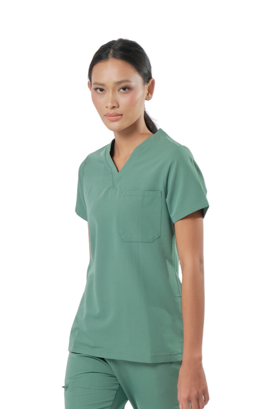 our BAILEY 3-pocket womens scrub top in pistachio green