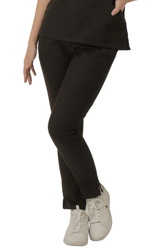 our DAKOTA 2-pocket straight cut womens scrub pants in charcoal black